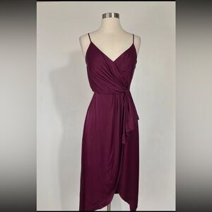Anthropologie Spaghetti-Strap Wrap Midi Dress in Deep Wine